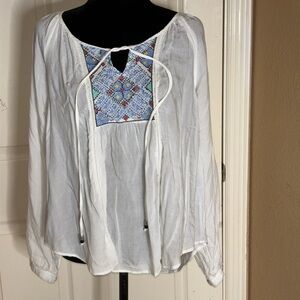 Scully Ladies Embroidered Tunic w/Ties - White medium​​​
